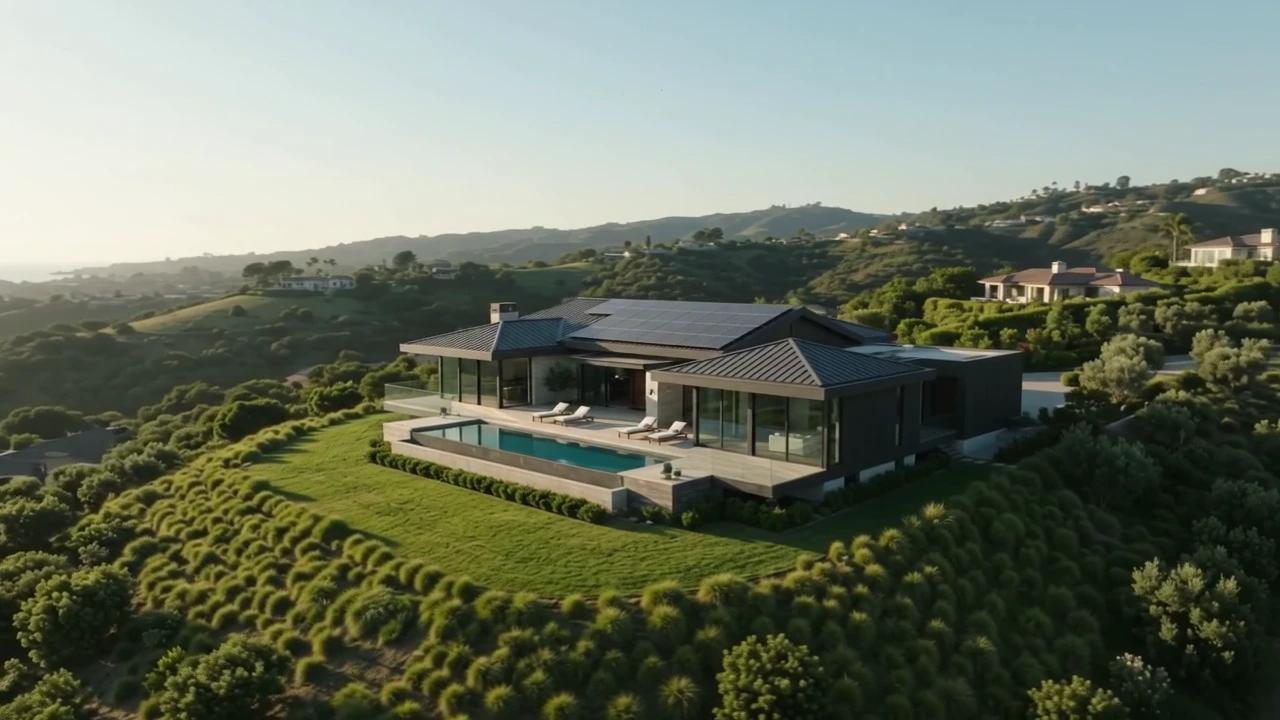 Hillside residence and outdoor solar roof from the supplied T-Titans film