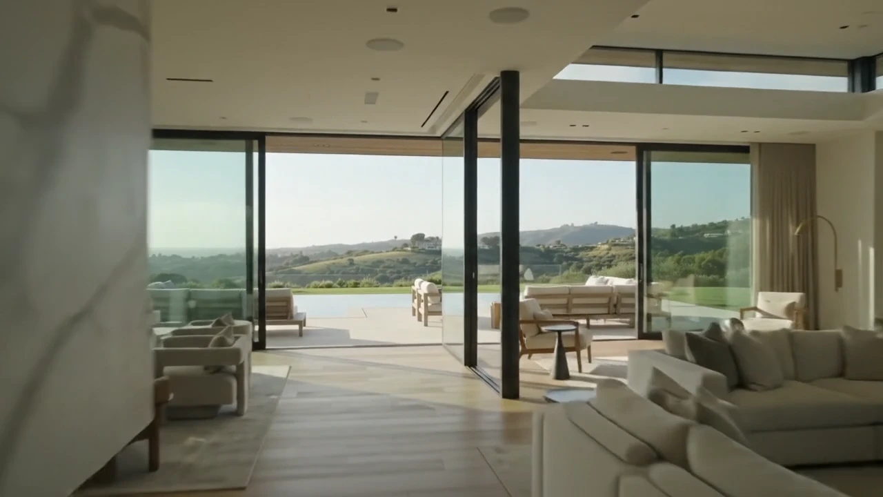 Living space overlooking the terrace from the supplied T-Titans film